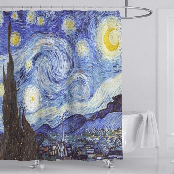 

new polyter waterproof digital printing shower curtain moon night star sky bathroom