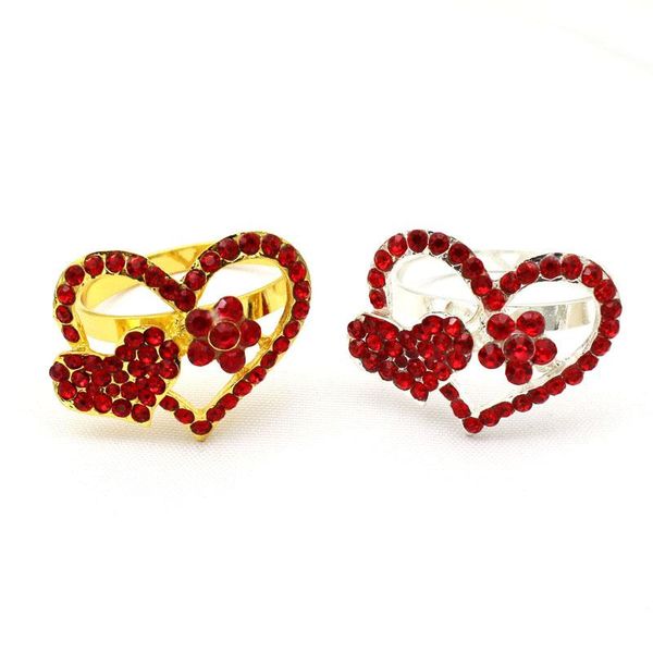 

napkin rings 12 / pcs red love valentine's day diamond ring buckle