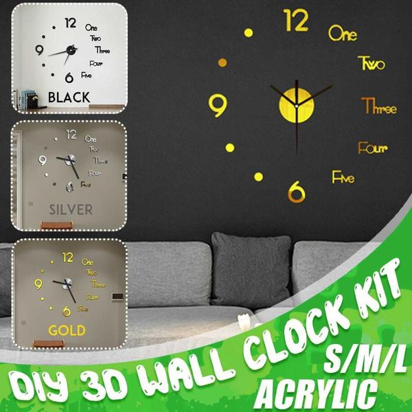 

3d wall clock mirror wall stickers creative diy clocks removable art decal sticker home decor living room quartz needle