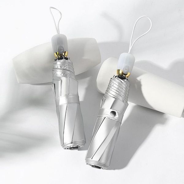 

umbrellas full automatic umbrella ms. titanium silver uv sunscreen tri-fold 8k windproof travel