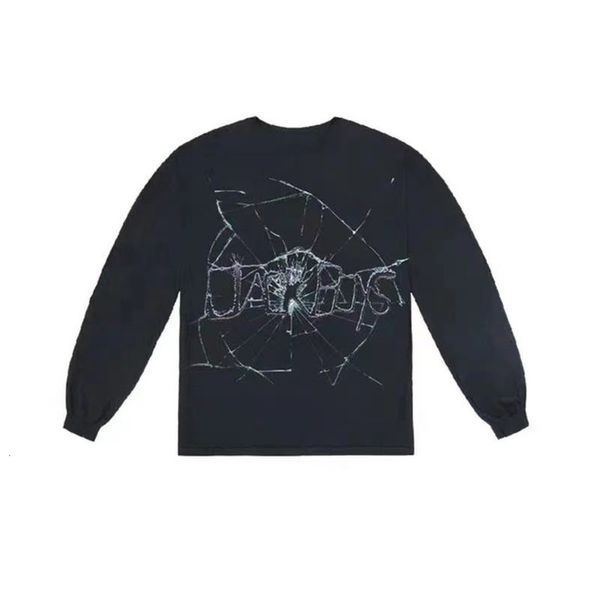 

2021 new long sleeve travis scott cactus jack boys cracked t-shirt men women 1:1 tee mw0d, White;black