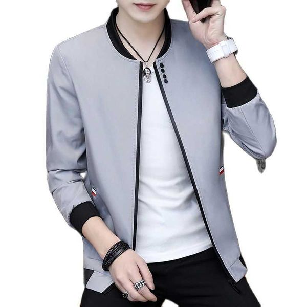 

autumn cotton jacket men slim casual baseball jackets for stand collar with zipper coat homme fashion clothing m-4xl 210909, Black;brown