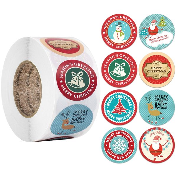 

5pieces/lot 500pcs snowman stickers christmas gift decoration packaging stationery happy holidays seal label