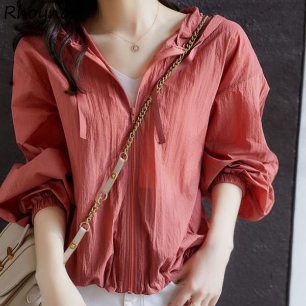 

women's jackets coats sun-proof women summer thin breathable trendy long sleeve zipper casual outerwear korean style female all-match c, Black;brown