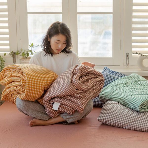 

comforters & sets blanket nordic minimalist style super soft comforter premium cotton quilt stripe single queen king size air-condition