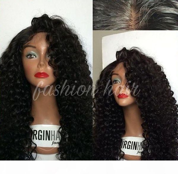 

full density long kinky curly glueless full lace wigs virgin peruvian deep curly hair wig full lace front human hair wigs, Black;brown