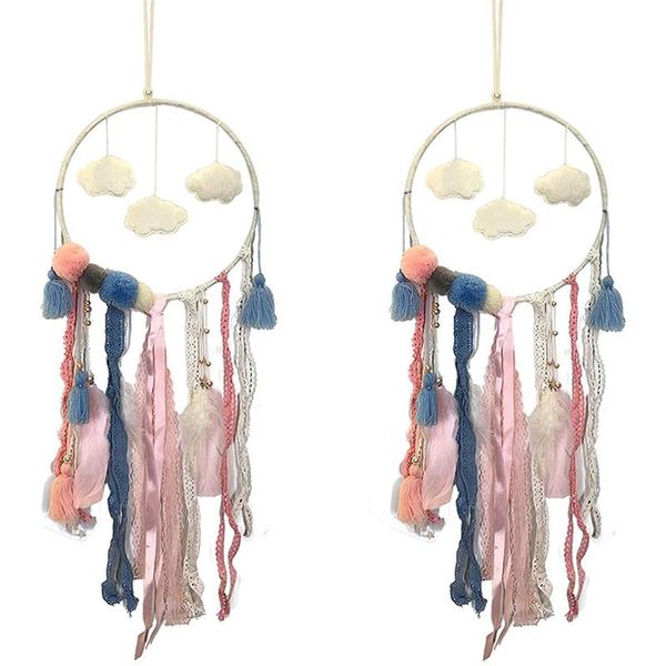 

2 pcs cloud dream catcher wall hanging pink dream catcher decor catchers for girls bedroom decor