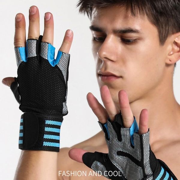 

cycling gloves half finger shockproof breathable mtb road workout sports anti-slip weight lifting, Black