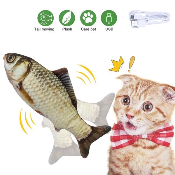 

cat toys usb charging simulation fish dog playing biting chewing training toy 30cm pet cats electronic catnip pets supplies