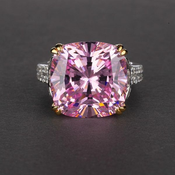 

cluster rings simple ring 14*14 mainstone 21.5 karat s925 sterling silver wedding luxury jewelry, Golden;silver