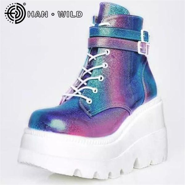 

boots fashion high heels ankle ins brand female platform classic party wedges shoes side zipper ladies botas mujer, Black