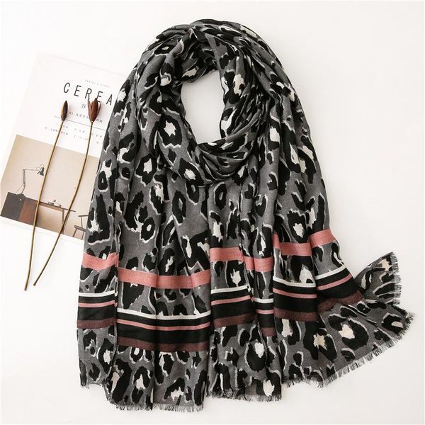 

scarves women's scarf fashion leopard print tassel lightweight muffler, Blue;gray