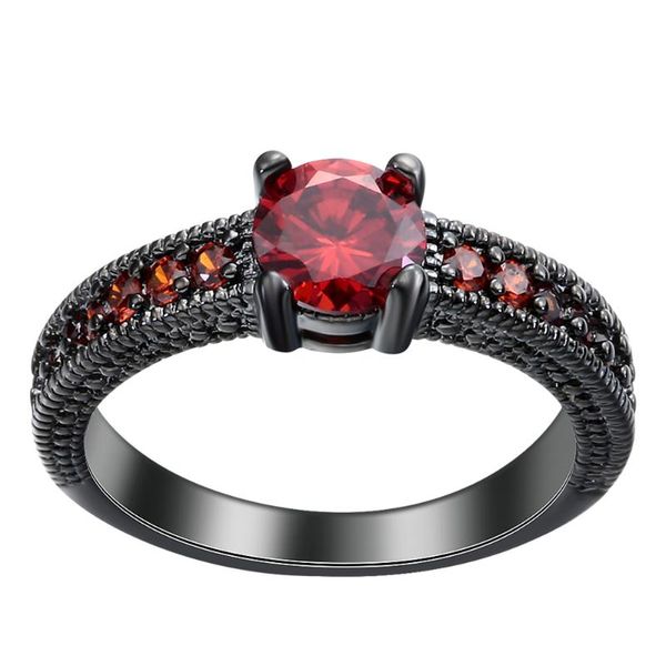 

wedding rings simple red cubic zirconia round ring jewelry black gold filled fashion love cz engagement finger for women bijoux anillos, Slivery;golden