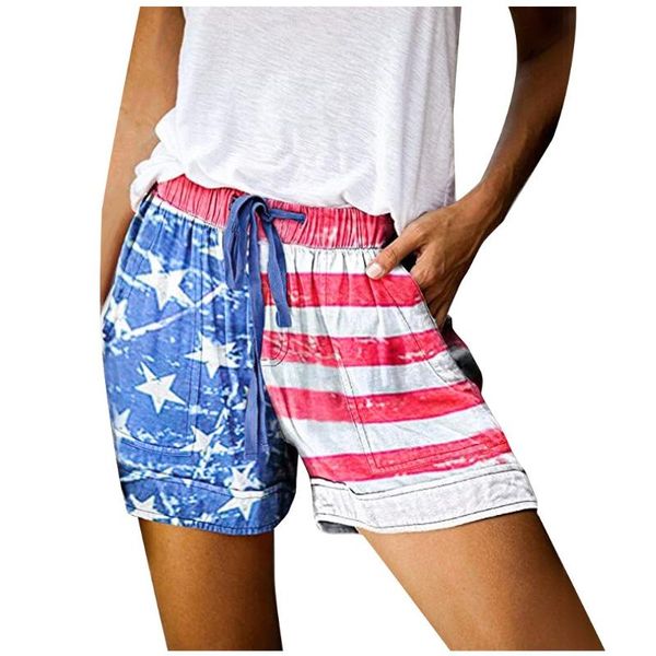 

fashion shorts women independence comfy drawstring casual elastic waist pockets shorts for women pantalones cortos de mujer, White;black