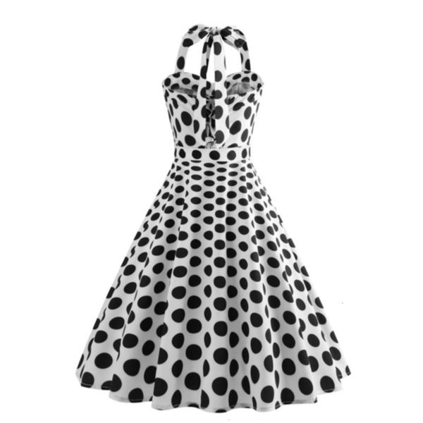 

neck women's hepburn style big swing hanging wrapped chest lace up waist wave dot print dress, Black;gray