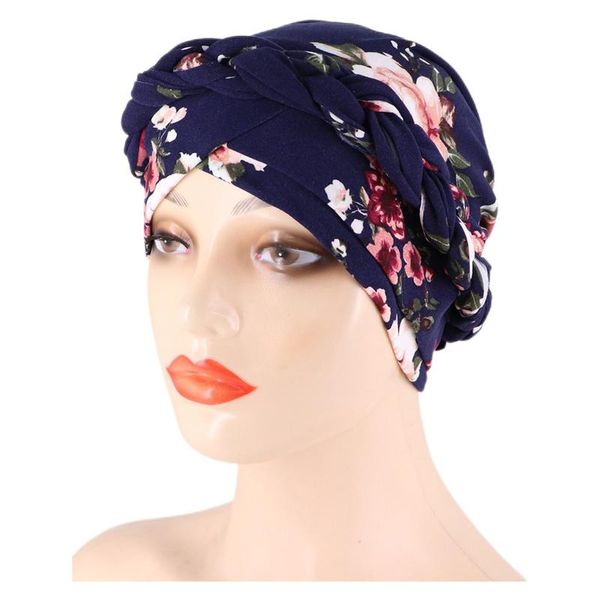 

beanie/skull caps chemo cancer head hat cap ethnic bohemian pre-tied twisted braid hair cover wrap turban headwear headband hijab turbante, Blue;gray