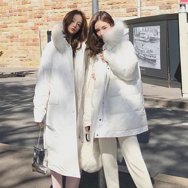 

wear double side winter women down jacket hooded large real natural raccoon fur long loose parka coats female warm ladies jacket t191024, Black