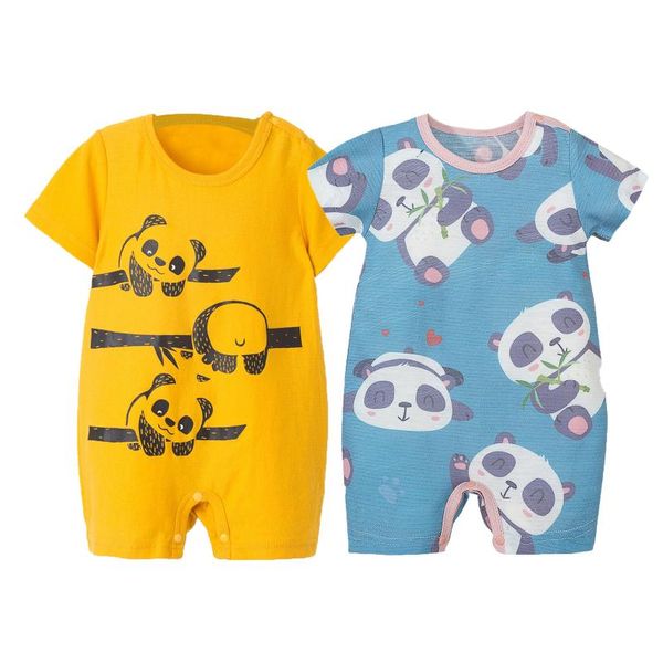 

jumpsuits 2021 short sleeve kids baby romper born summer cartoon cute animal boys girls for infant one-piece, Blue