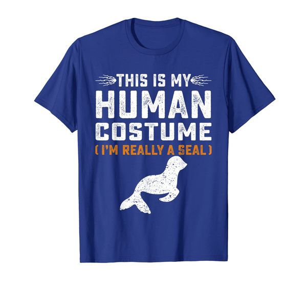 

this is my human costume funny seal family animals gifts tee t-shirt, White;black