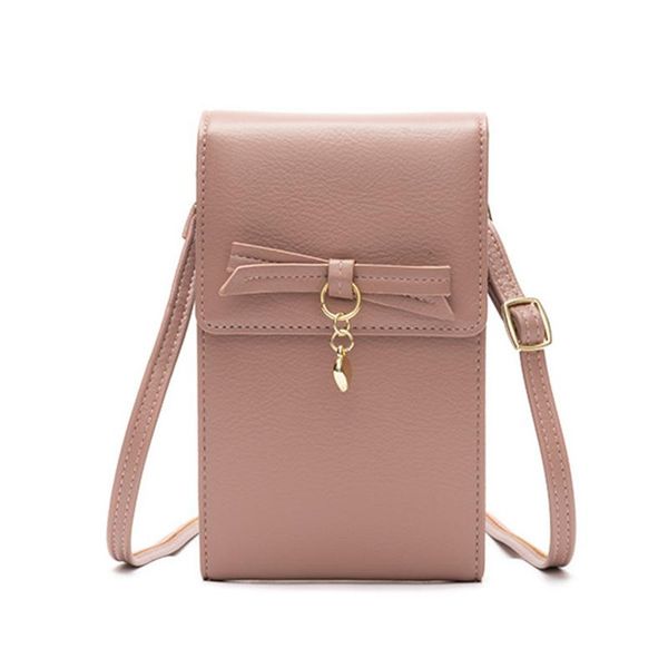 Cross Body Fashion Pequeno Ombro Bolsas Para Mulheres Bow Designer Senhoras Messenger Messenger PU PU Couro Phone Pocket Feminino Crossbody Bolsa