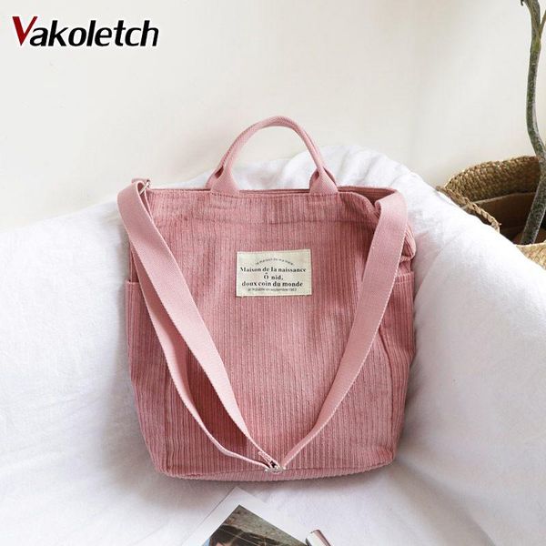 

waist bags large capacity cloth handbag tote female crossbody messenger ladies simple canvas purses women corduroy shoulder bag kl768