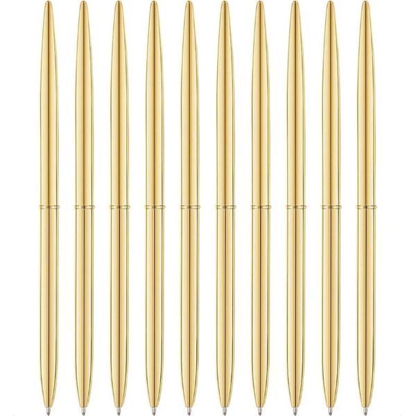 

ballpoint pens 8 pack pens-gold slim metallic retractable lightweight gold set nice gift for wedding business office students, Blue;orange
