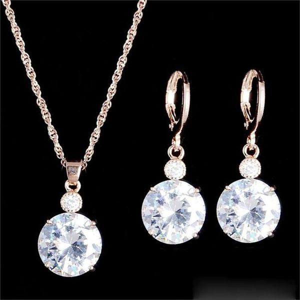 

pretty wedding beautifully jewelry set water drop cz jewelry sets gold silver plated necklace earrings wedding party bridal jewelry sets