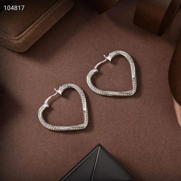 

hoop & huggie brand gold white heart full rhinestone twisted charming hoops earrings item with charm statement jewelry, Golden;silver