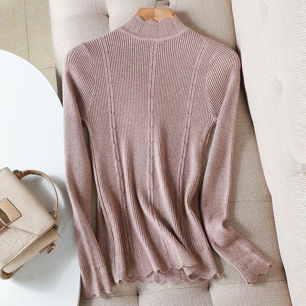 

women's sweaters aossviao 2021 knitted women high neck sweater pullovers turtleneck autumn winter basic slim fit black ruffles top, White;black