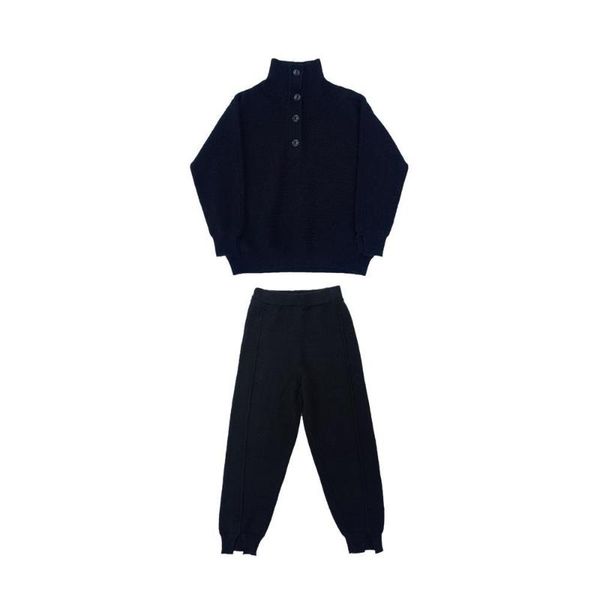 

winter knitting pant suits for women knitted long sleeve two piece set and pants women suit plus size outwear korean style, White