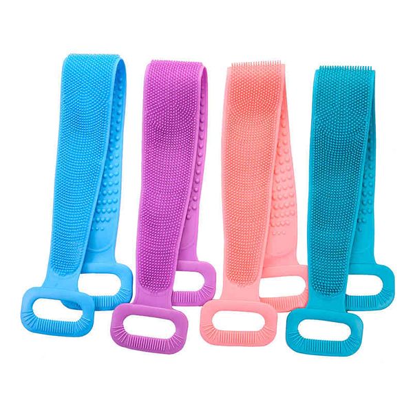 1 pz 90cm Silicone Back Scrubber Asciugamano Cintura Massaggio esfoliante per la pulizia del corpo Cinturino per doccia da bagno