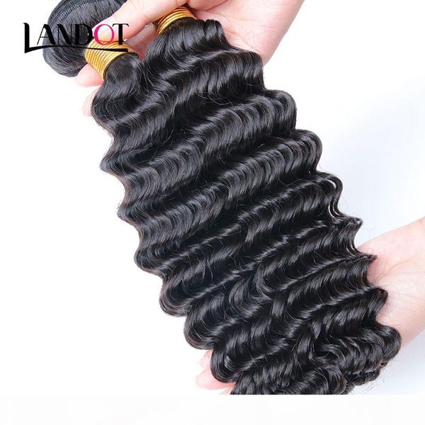 

10a brazilian deep wave curly virgin hair unprocessed peruvian indian malaysian remy human hair weave bundles cuticle align 2 year life, Black