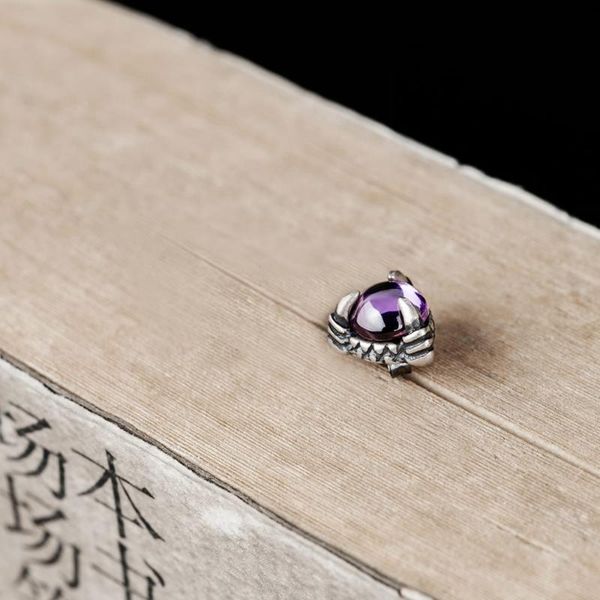 

stud vintage dragon claw 925 sterling silver cz single earring a1164, Golden;silver