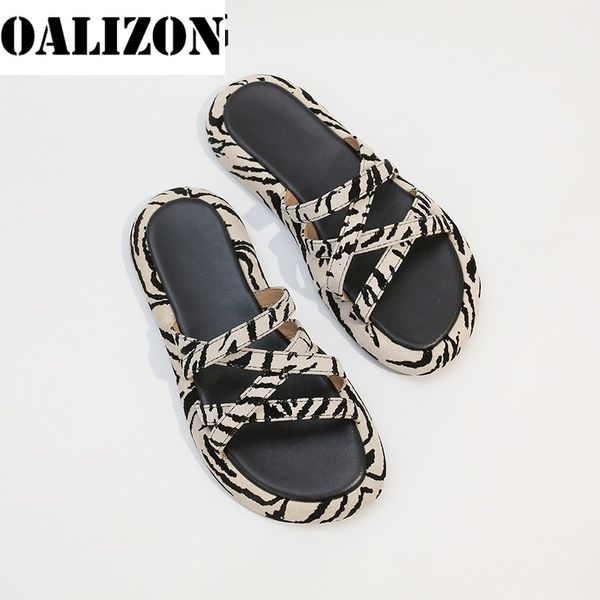 

women flip flops slippers crossed open toe flat platform striped sandal shoes summer slides, Black