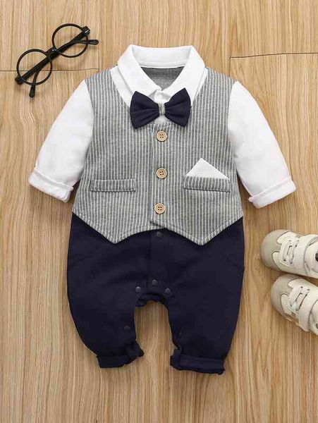 

baby bow front striped jumpsuit she, Blue