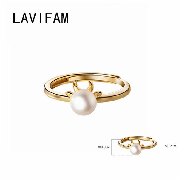 

cluster rings 925 sterling silver animal cow pearl finger for women adjustable ring fine jewelry female teen girls luxury gift, Golden;silver