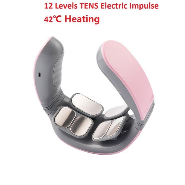 

smart home control 6-zone neck massager 12 levels tens electric impulse 42 heating therapy kneading vertebra relaxation machine relief pain