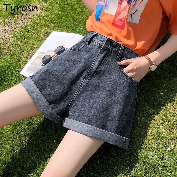 

women's shorts high waist women vintage leisure summer crimping korean style girls fashion daily a-line loose retro students short, White;black