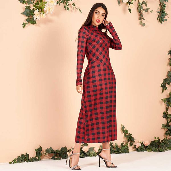 

casual dresses products ladies fashion classic black red plaid slim and elegant temperament long women's dvxk, Black;gray