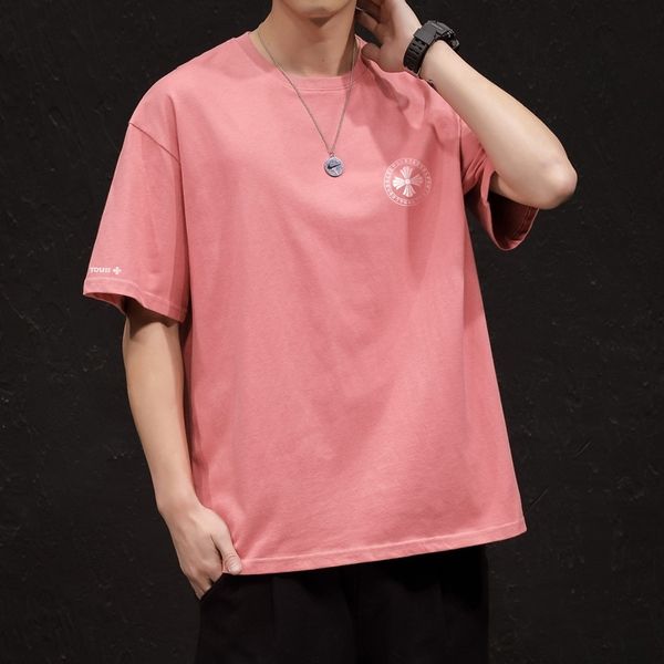 

65% off outlet online store 2021 summer new men's trend short sleeve t-shirt loose round neck casual top, White;black