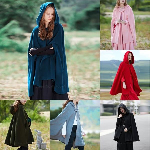 

costume accessories medieval cosplay costumes for women vintage hooded short cloak witch loose plus size jacket solid color renaissanc, Silver