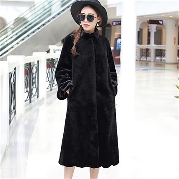 

rabbit skin coat from fake winter lax rex n31 v5od, Black