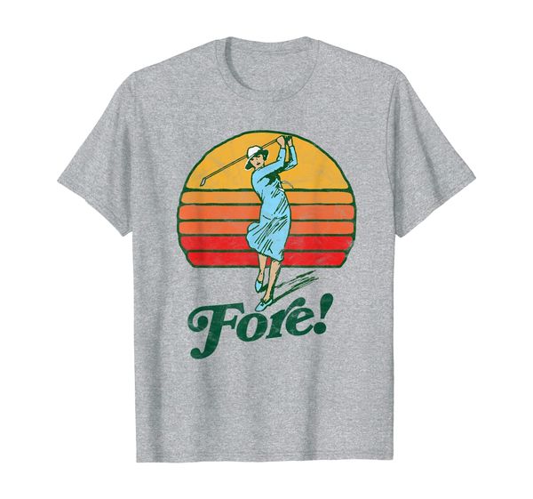 

fore vintage female golf retro funny woman golfer graphic t-shirt, White;black