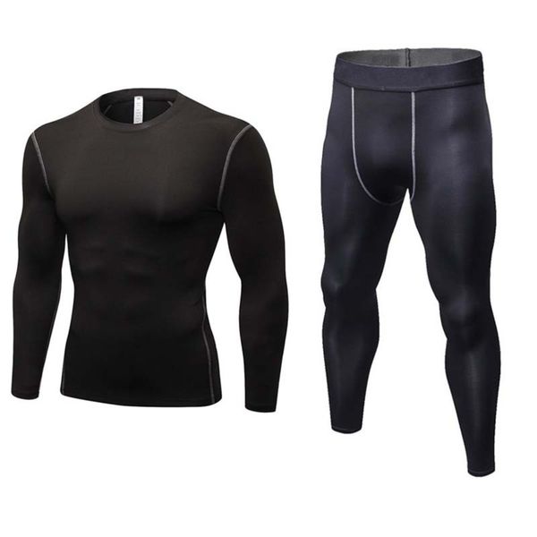 

men's sports tights set autumn winter 2021 outdoor leisure fitness training suit long sleeve trousers breathable and elastic, Gray