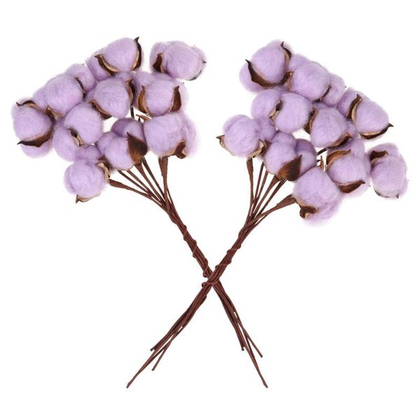 

decorative flowers & wreaths 20pcs dried cotton bouquet rustic household decor room ornament po props for wedding home (light purple, 1