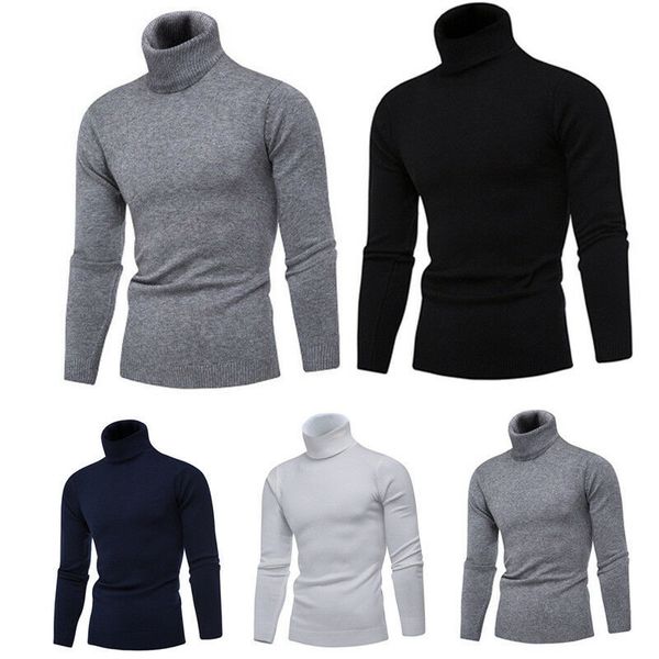 

men's slim fit winter fashion neck turtleneck sweater stretch jumper shirt, White;black