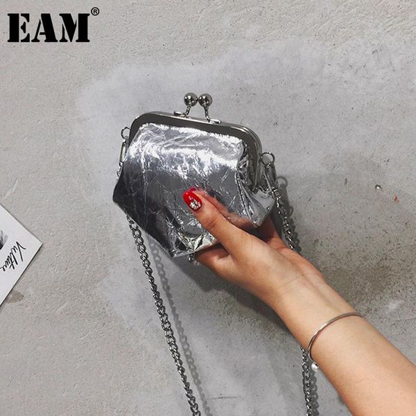 

shoulder bags [eam] women vintage mini frame chains pu leather flap personality all-match crossbody bag fashion tide 2021 18a2252