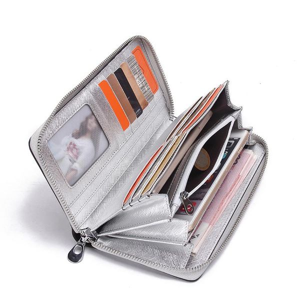 

wallets ladies genuine leather wallet women female purse card gold clutch holder coin phone, Red;black