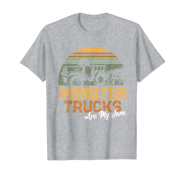 

monster truck are my jam vintage retro trucks american gift t-shirt, White;black