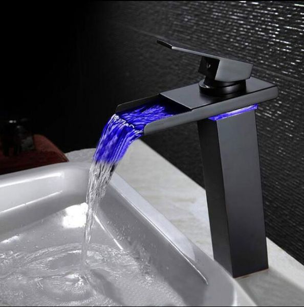 

bathroom sink faucets antique oil rubbed led waterfall faucet basin mixer with two pcs plumbing hoses water tap